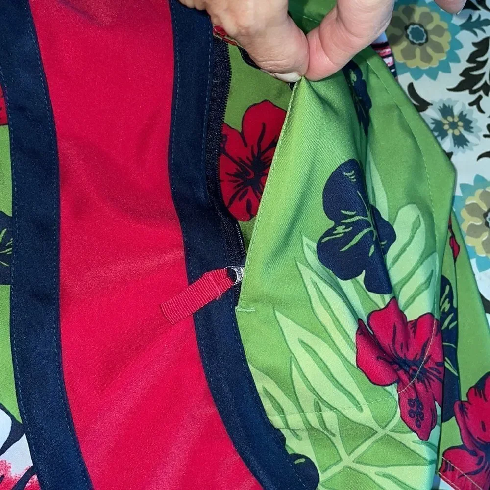 First Wave green & red tropical print board shorts swim trunks‎